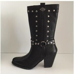 Harley-Davidson Black Leather Heeled Boots